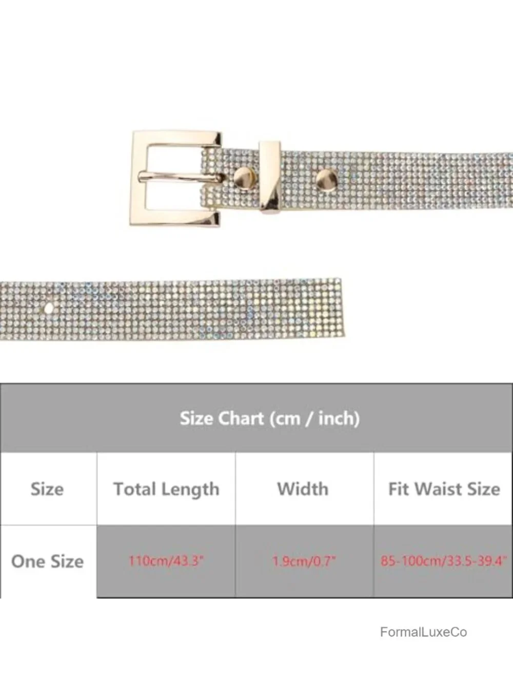 Women Rhinestone Skinny Belt Faux Leather Metal Buckle Waistband